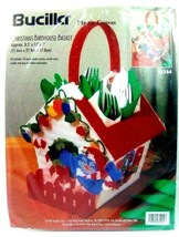 1997 Bucilla CHRISTMAS BIRDHOUSE BASKET Plastic Canvas Needlecraft Kit 6... - $10.88