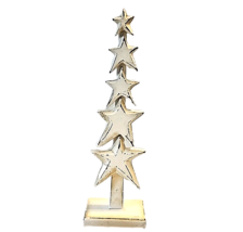 Wooden White Star Tree 11.5&quot; Primitive Farmhouse Rustic Country Wood - £18.67 GBP