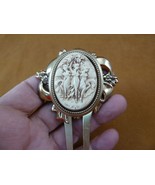 (chm36-4) 3 Three muses Graces dance cameo brass hair pin pick stick HAI... - $46.01 CAD