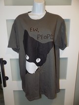 Eww People W/Black Cat Funny Antisocial Gray SS T-Shirt Size L Men&#39;s NEW - €13,67 EUR
