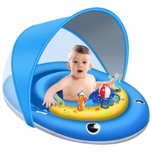 Baby Pool Float With Canopy Upf50+ Sun Protection, 6-24 Months Inflatable Infant - £47.71 GBP
