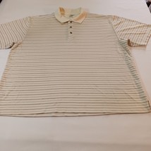 Grand Slam Golf Men&#39;s Cream Polo Shirt Brown Striped Polyester Short Sle... - $13.45