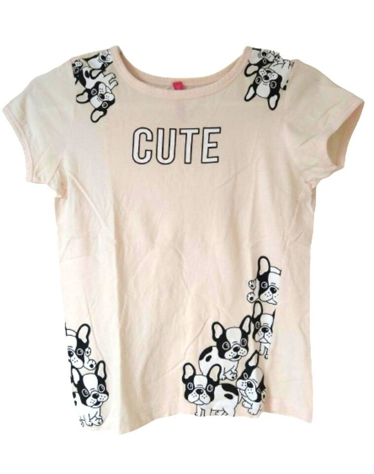 Primary image for Desiree Cute Girls' Short Sleeve T-shirt  Size 10/12, Light Pink Dog Design