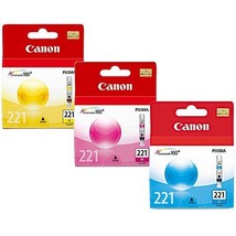 Canon CLI-221 Standard Yield Ink Cartridge Set Colors Only, Cyan, Magenta, Yello - £33.82 GBP