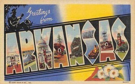 Greetings From Arkansas Large Letter linen postcard - £5.06 GBP