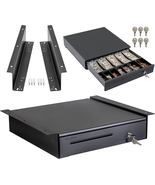 Cash Register Drawer with under Counter Mounting Metal Bracket - 16” Bla... - $145.52