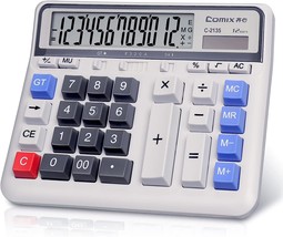 Comix Desktop Calculator With Solar Battery Dual Power, 12-Digit Large Lcd - $35.95