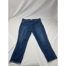 Caslon Womens Cropped Jeans Blue Whiskered Raw Hem Dark Wash High Rise D... - $9.89