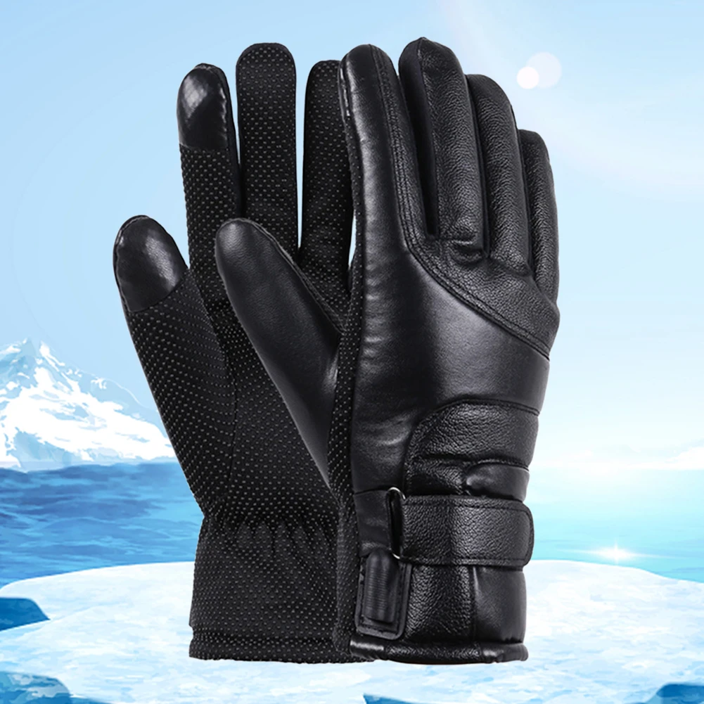 USB Winter Electric Warming Gloves PU Thermal Heated Gloves Soft Hand Warmers - £19.43 GBP