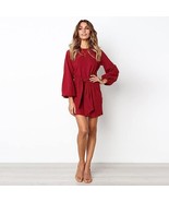 new PRETTY GARDEN Long Lantern Sleeve DRESS sz M red knit pullover tunic... - €21,06 EUR