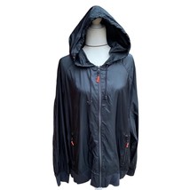 Old navy windbreaker packable black zip nylon hooded jacket size XXL - $27.59