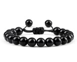 Ade 4 6 8mm natural stone shiny black onyx beads bracelets bangles adjustable size thumb155 crop