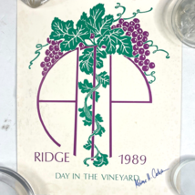 Ridge 1989 Day In The Vineyard Vintage Signed Wine Poster 10x12 Melanie H - £38.08 GBP