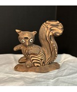 Vintage Cryptomeria Japan Hand Carved Wood Squirrel Figurine W/ Glass Eyes - $260.02 MXN