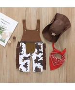 NEW Cowboy Baby Boys Halloween Costume Hat Overalls &amp; Bandana - $265.90 MXN