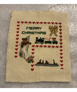 Vtg Mostly Completed Merry Christmas Cross Stitch Sampler 6 1/2&quot; x 7 1/2... - $22.73 CAD