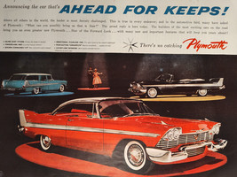 1957 Holiday Original Art Ad Advertisement PLYMOUTH Automobiles! - £8.44 GBP