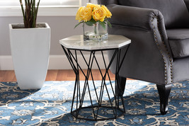Dakota Black Metal End Table w/Marble Tabletop - $2,137.70 MXN