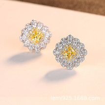 Citrine Earrings S925 Silver Stud Earrings Earrings Exquisite Elegant Noble  - £23.96 GBP