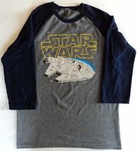 Men&#39;s Star Wars Digitized Millennium Falcon 3/4 Sleeve T-Shirt - Size M - Gray - £10.71 GBP