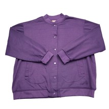 Tudor Court Sweatshirt Womens Purple Long Sleeve Crew Neck Snap Button - $25.72