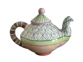 Mackenzie Childs Bearded Iris Pattern 1997 Ceramic Pottery Teapot * - £197.04 GBP