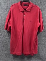 Nautica Polo Shirt Mens Large Red Golf Short Sleeve Pullover Cotton Casu... - £15.92 GBP