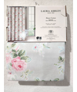 Laura Ashley Shabby Chic Pink Roses Floral Shower Curtain 72&quot; x 72&quot; - £36.59 GBP