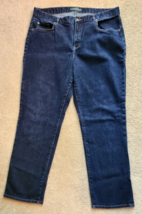 LRL Lauren Jeans Co. Women&#39;s Sz 16W Blue Jeans Straight Leg Dark Wash St... - £10.89 GBP