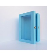 Extra Deep Pale Blue Shadow Box Glass door 5.7&quot; x 8.5&quot; x 3.3&quot; Memory box - $34.62