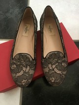 NIB 100% AUTH Valentino Black Lace Loafers Flats $695 Sz 37.5 - £309.84 GBP