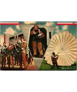 Vtg Curt Teich Linen Postcard WWII Propaganda V Series Parachute Troops - $166.33 MXN