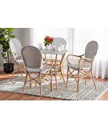 Katina Black and White Plastic and Natural Brown Rattan 5-Piece Bistro Set - $1,026.00