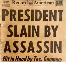 JFK Kennedy Slain Newspaper 1963 Record American Hunt For Sniper LGBin2 - $49.99