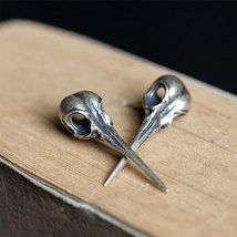Vintage Hummingbird  Stud Earrings Men 925 Sterling Silver Bird Gothic Earrings  - £20.25 GBP
