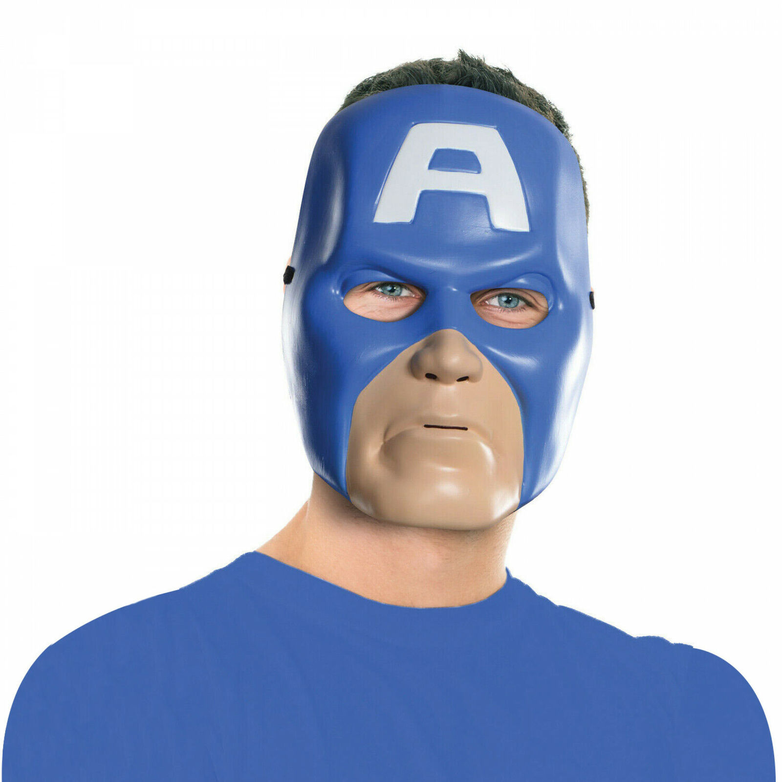 Captain America Vintage Style Ben Cooper Costume Halloween Mask Blue - $20.98
