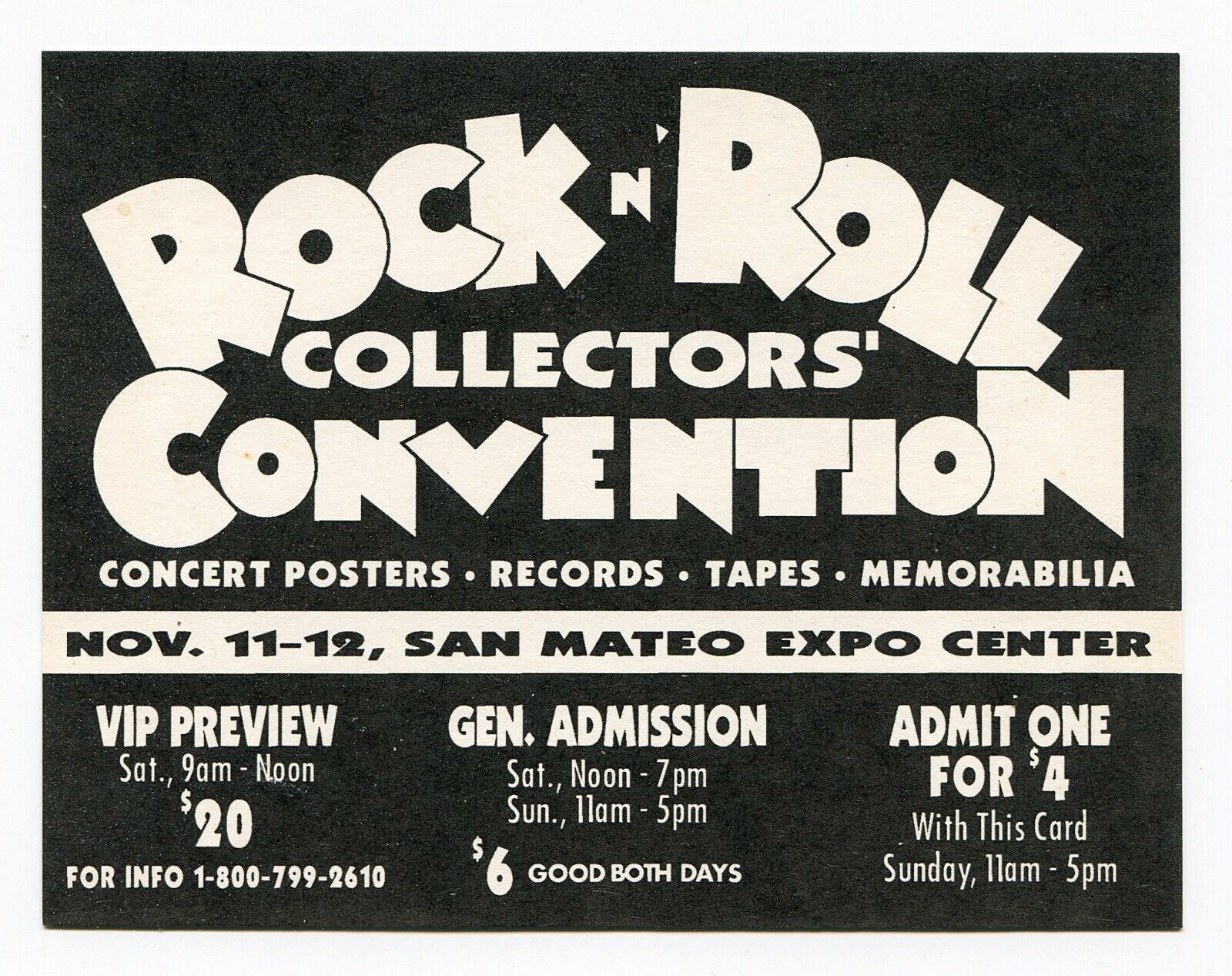 Primary image for Rock n' Roll Collectors' Convention 1995 Postcard San Mateo Expo Center CA