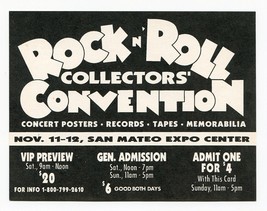 Rock n&#39; Roll Collectors&#39; Convention 1995 Postcard San Mateo Expo Center CA - £15.56 GBP