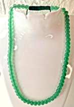 Women&#39;s Jade Color Gems Round Beads Necklace with Corded Back ~14&quot; Long - £9.37 GBP