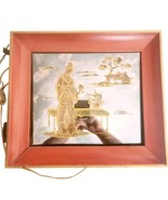 Franz Grosz 1960s Glass Etch Asian Art MCM Silver Mirror Framed Lighting... - $547.06 CAD