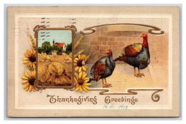 Farm Scene Turkeys Barn Good Old Thanksgiving Embossed 1913 DB Postcard L17 - £3.06 GBP