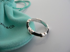 Tiffany &amp; Co Signature X Ring Black Enamel Stacking Band Sz 4.75 Love Gift Pouch - £397.16 GBP
