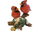 VTG 2 Cardinals On Winter Branches Snow Pinecones Pine 3.5&quot; Figurine Resin - $7.91