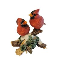 VTG 2 Cardinals On Winter Branches Snow Pinecones Pine 3.5&quot; Figurine Resin - £6.22 GBP