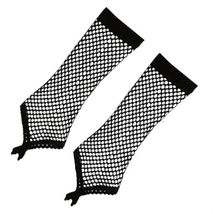 Gothic Black Fishnet Ring Arm Warmers Sleeves Lolita Punk Cosplay Costume Gloves - £8.50 GBP