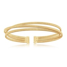 Sterling Silver Triple Wire Designer Bangle, Bonded with 14K Gold Plating - £172.15 GBP