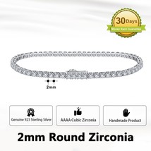 Authentic 925 Sterling Silver Tennis Chain Bracelet Moulding Process Hanmade Hig - £54.81 GBP