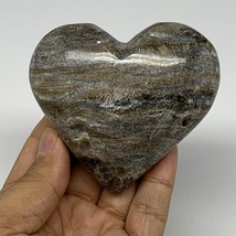 205.4g,2.9&quot;x3.1&quot;x1.3&quot; Natural Chocolate Gray Onyx Heart Polished @Morocco,B18797 - £11.05 GBP