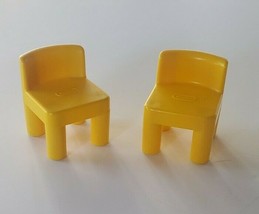 Vintage Little Tikes 3" Dollhouse Size Yellow Plastic Chairs - Set Of 2 - $7.99