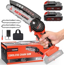 6-Inch Mini Electric Chainsaw Cordless - Handheld Portable Chainsaw With 2 - $64.99